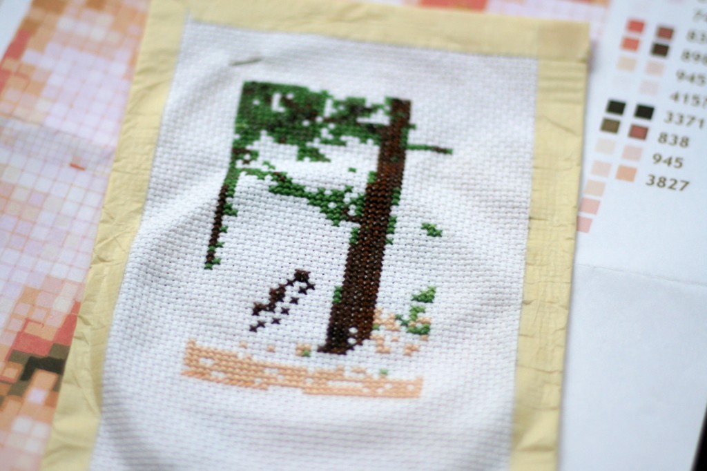 Elk cross-stitch in progress