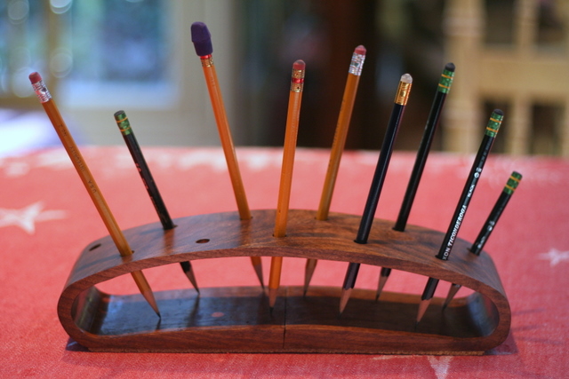 Handmade wooden pencil holder