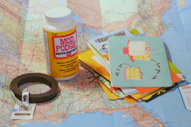 supplies to turn a map into magnets