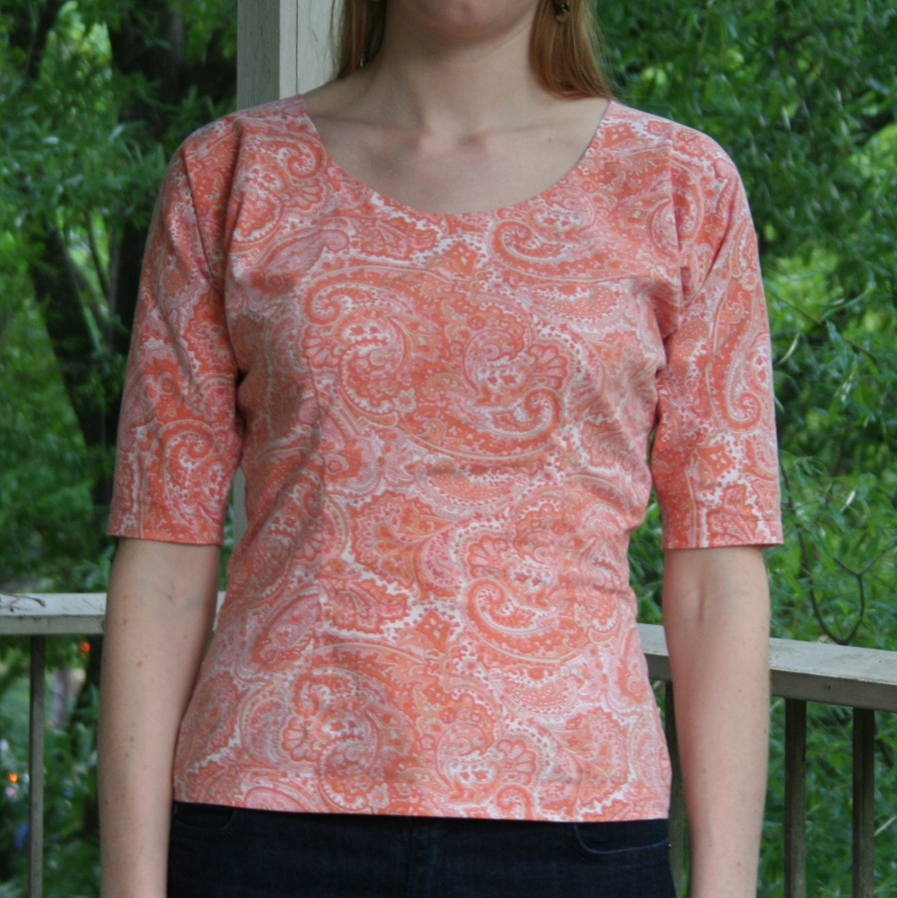 cotton dolman sleeve - orange paisley