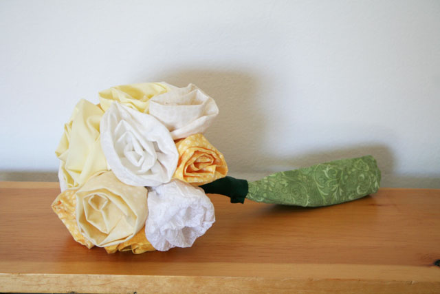 fabric flower wedding bouquet
