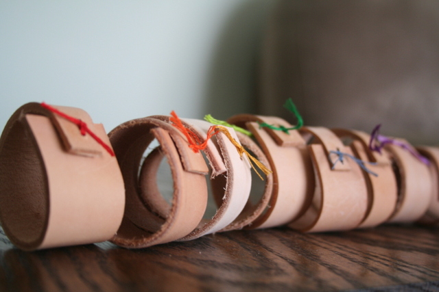 DIY leather napkin rings