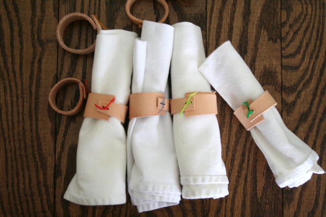 DIY leather napkin rings