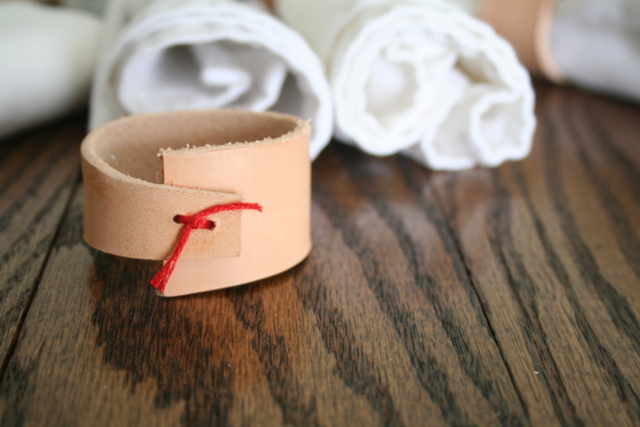 DIY leather napkin rings